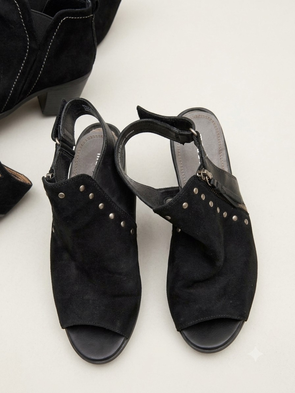 BareTraps Black Studded Suede Slingback Mules
